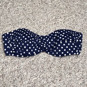 J Crew Blue&White Polka Dot Bikini Top NWT